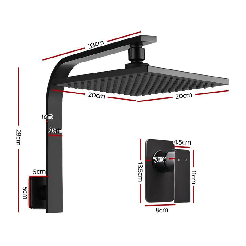 SportZone.co.nz Home & Garden > Bathroom Accessories > Shower Accessories Cefito 8'' Rain Shower Head Wall Arm Square High Pressure Mixer Tap Black Cefito 8'' Rain Shower Head Wall Arm Square High Pressure Mixer Tap Black