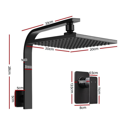 SportZone.co.nz Home & Garden > Bathroom Accessories > Shower Accessories Cefito 8'' Rain Shower Head Wall Arm Square High Pressure Mixer Tap Black Cefito 8'' Rain Shower Head Wall Arm Square High Pressure Mixer Tap Black