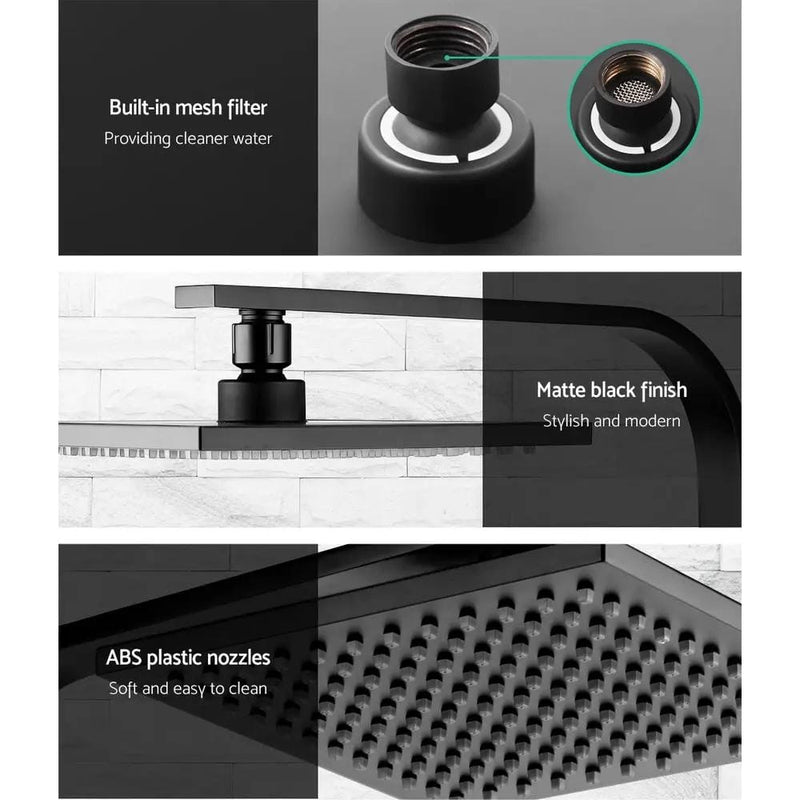 SportZone.co.nz Home & Garden > Bathroom Accessories > Shower Accessories Cefito 8'' Rain Shower Head Wall Arm Square High Pressure Mixer Tap Black Cefito 8'' Rain Shower Head Wall Arm Square High Pressure Mixer Tap Black