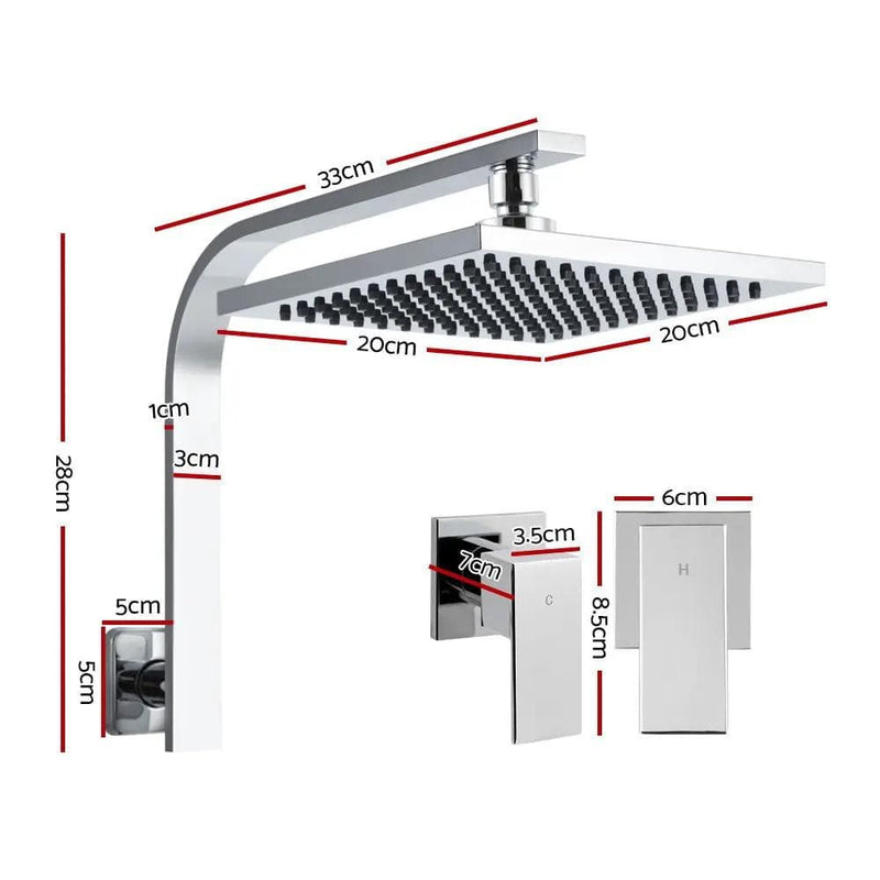 SportZone.co.nz Home & Garden > Bathroom Accessories Cefito 8'' Rain Shower Head Wall Arm Square High Pressure Twins Tap Chrome Cefito 8'' Rain Shower Head Wall Arm Square High Pressure Twins Tap Chrome