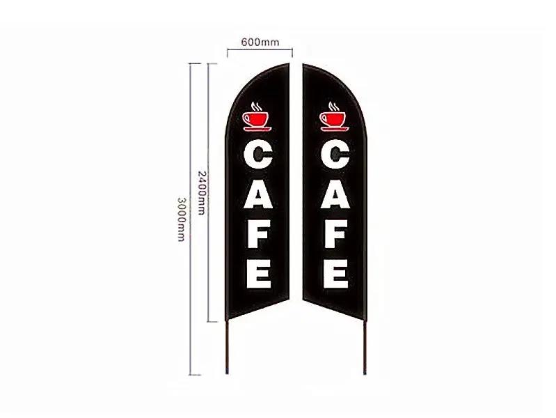 'CAFE-BLACK' 3.4m Double Sided Sign Commercial Feather Banner Flag by dealonline.co.nz