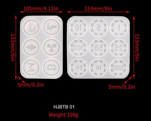 Bitcoin Commemorative Coin Crystal Resin Moulds 2 Pcs, Epoxy Silicone Mould for Making Virtual Currency Art Collection Coin DIY Casting Jewelry by Resin Art NZ