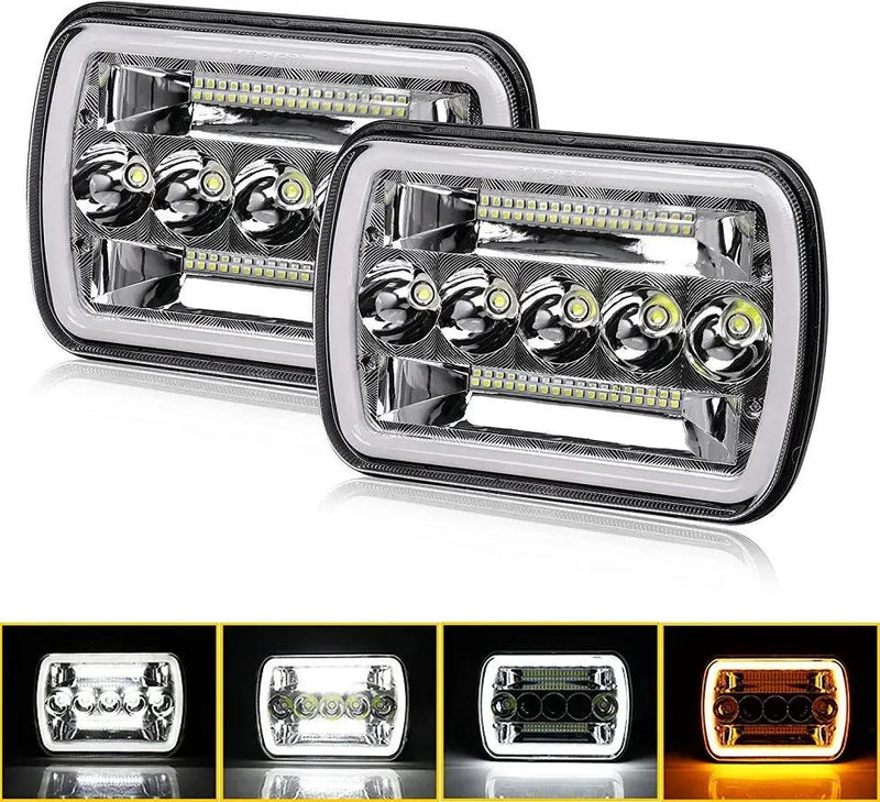 5x7" 7x6" Inch LED Headlights Hi/Lo Beam DRL For Toyota Hilux Jeep Truck 1 Pair by salelink.co.nz