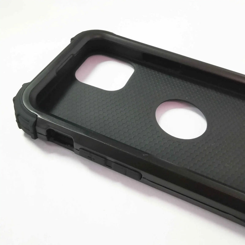iPhone 13 Pro Max Defender Case Black TPU Rubber PC Shield