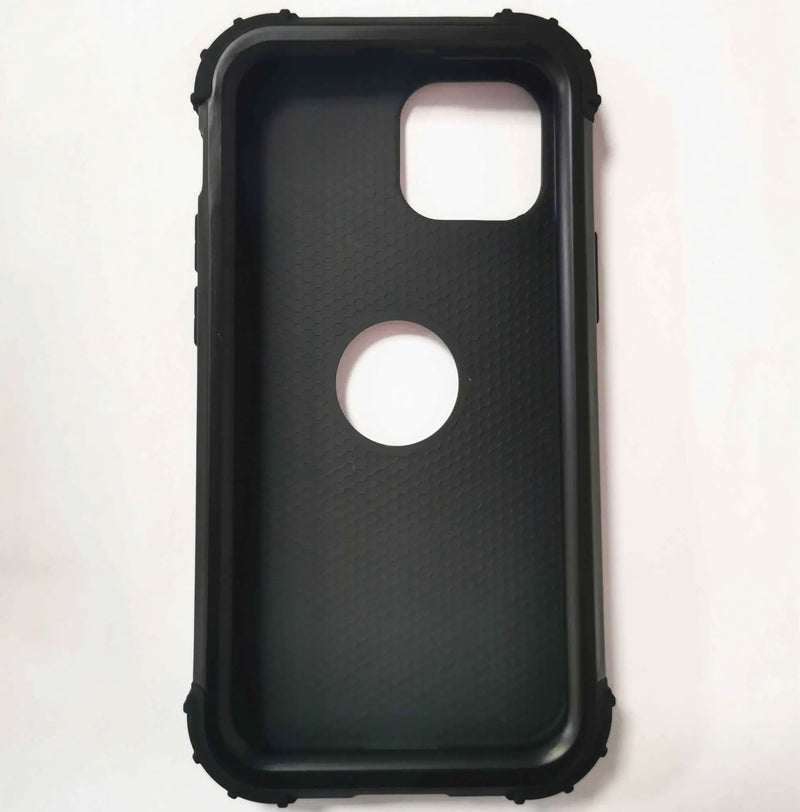 iPhone 13 Pro Max Defender Case Black TPU Rubber PC Shield