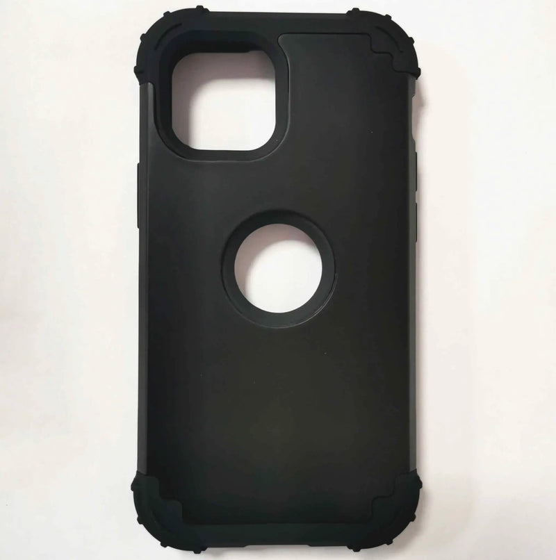 iPhone 13 Pro Max Defender Case Black TPU Rubber PC Shield