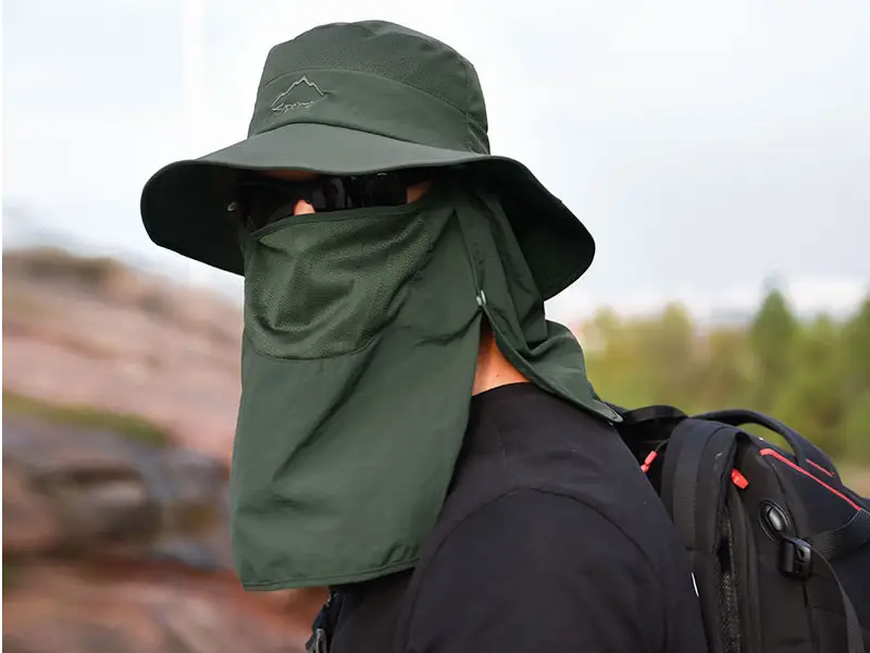 9073GREEN Sun HatS Wide Brim Bucket Outdoor Fishing Hiking Cap UV Protection by dealonline.co.nz