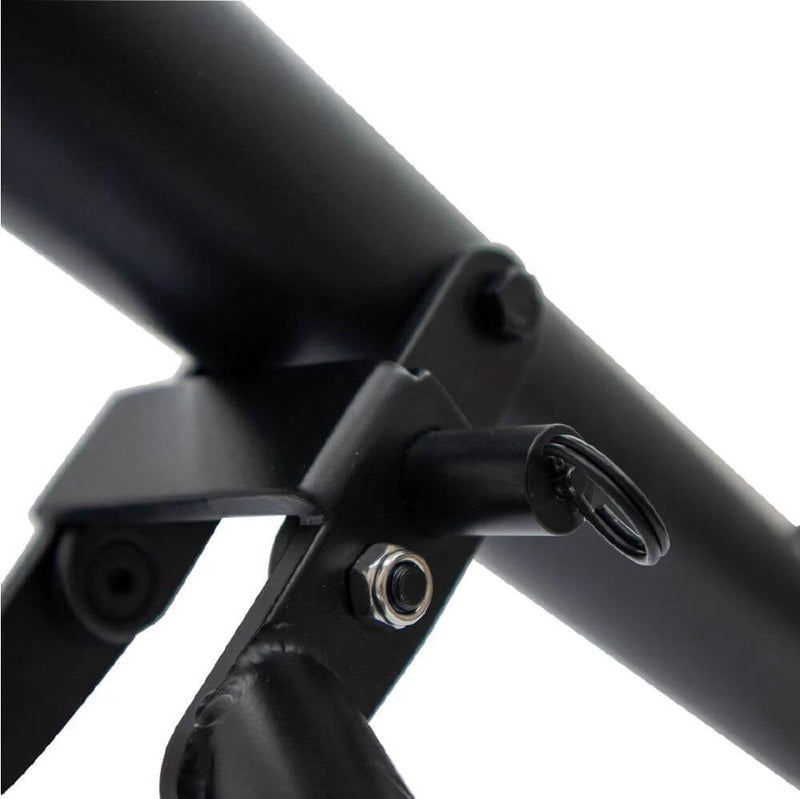 Close-up of the Kilwell Outrigger Base Slimline I/D42mm Black showcasing the stainless steel and satin-black finish.