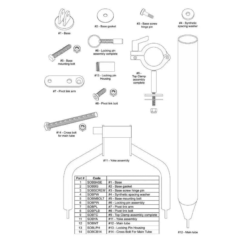 Kilwell Sports Ltd Spare Parts Slimline Outrigger Base - Spare Parts for SOB42 Slimline Outrigger Base - Spare Parts for SOB42