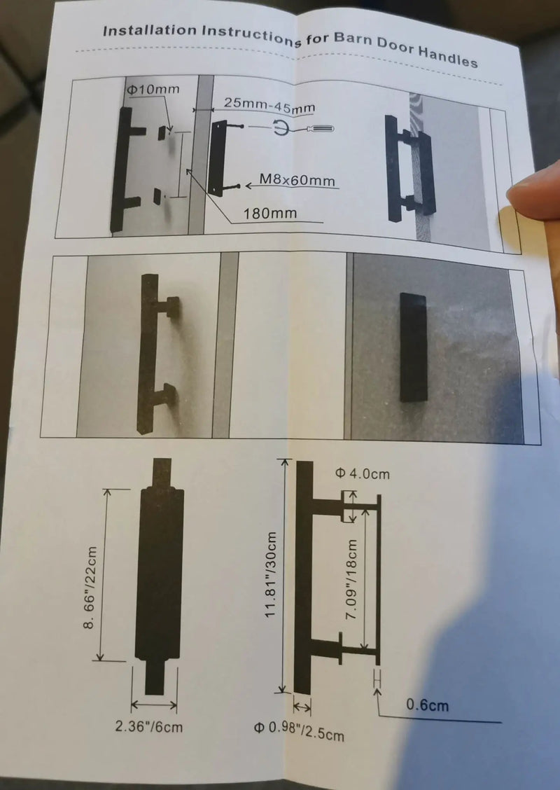 12'' Barn Door Handle Black by salelink.co.nz