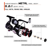 Metal Spinning Fishing Reel Left/Right Retrieve 5.2:1 12 Ball Bearings by dealonline.co.nz