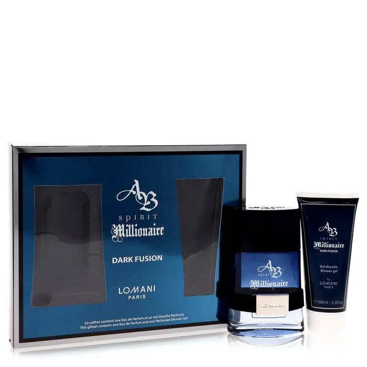 Spirit Millionaire Dark Fusion Gift Set - 3.3 oz Eau De Parfum Spray + 3.3 oz Shower Gel by Lomani -- by Brands HD