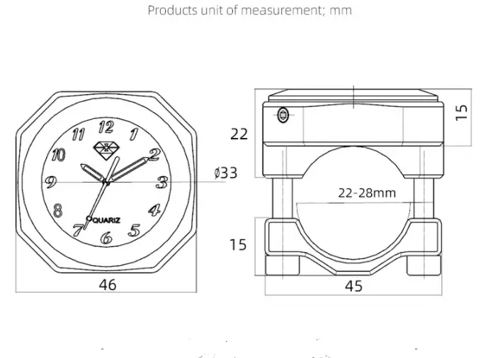 Handlebar Luminous Dial Motorcycle Clock for Dirt Bike Motocross by salelink.co.nz