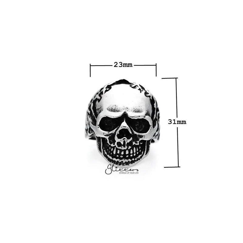 Men's Antiqued Stainless Steel Skull Casting Rings by Glitters