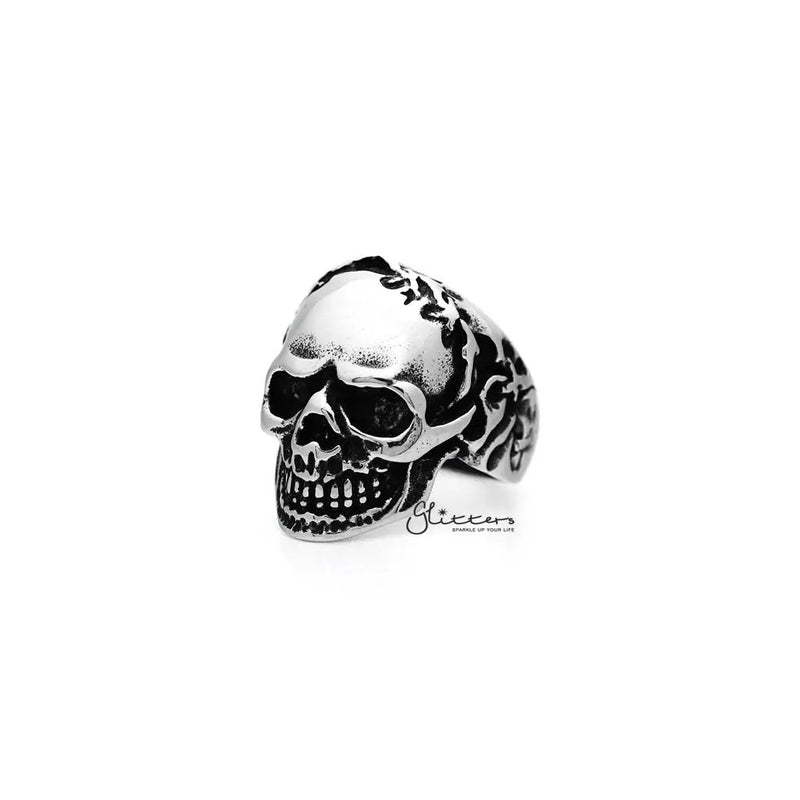 Men's Antiqued Stainless Steel Skull Casting Rings by Glitters