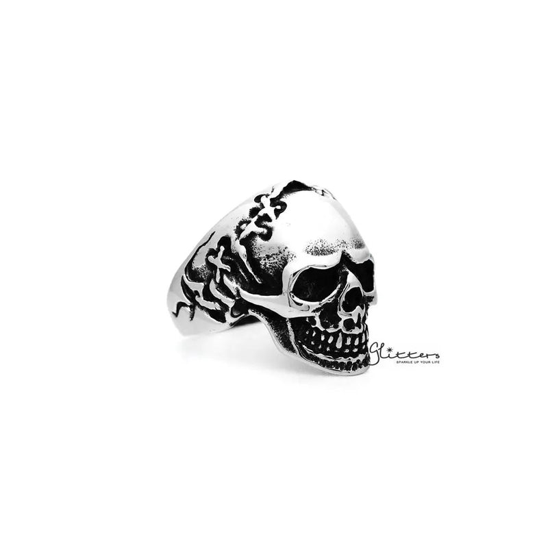 Men's Antiqued Stainless Steel Skull Casting Rings by Glitters