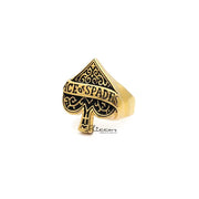 18K Gold I.P Stainless Steel Ace of Spades Casting Men's Rings by Glitters
