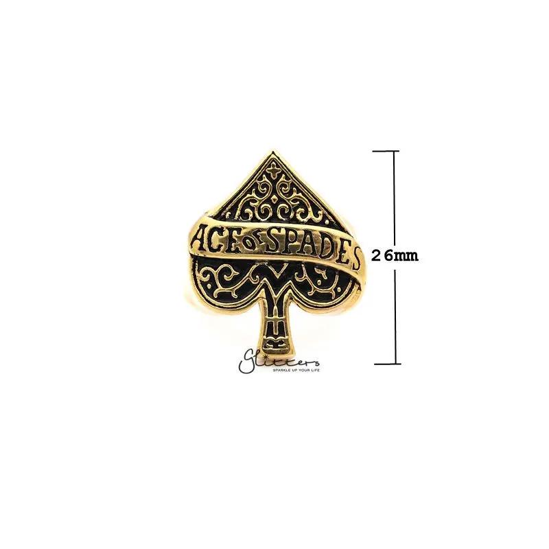 18K Gold I.P Stainless Steel Ace of Spades Casting Men's Rings by Glitters