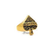 18K Gold I.P Stainless Steel Ace of Spades Casting Men's Rings by Glitters