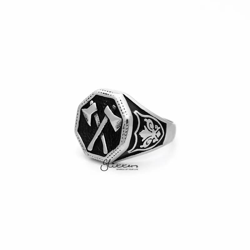 Stainless Steel Ax Hexagon Shape Casting Men's Rings by Glitters