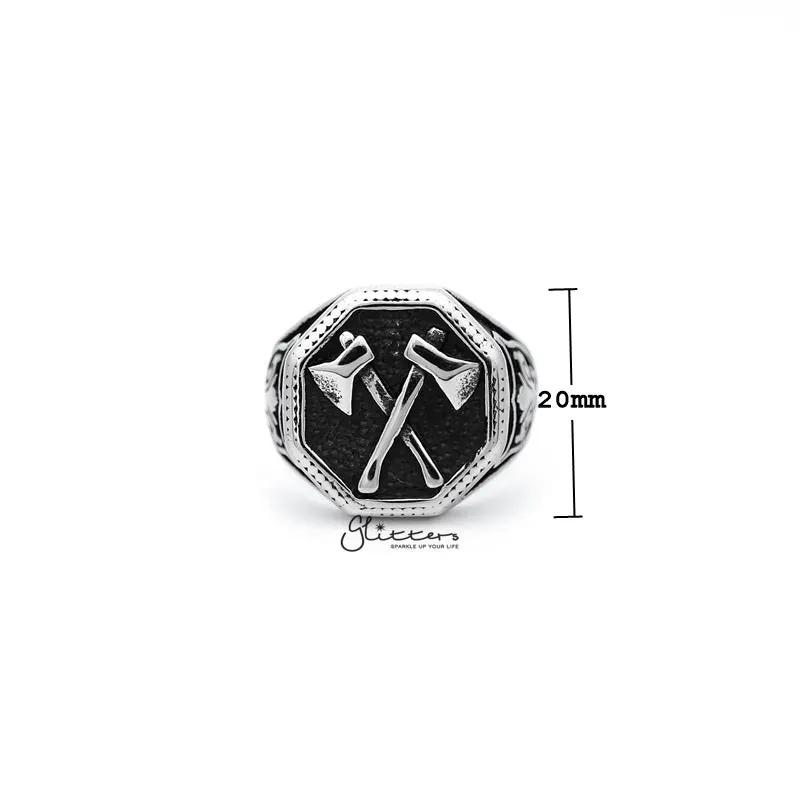 Stainless Steel Ax Hexagon Shape Casting Men's Rings by Glitters