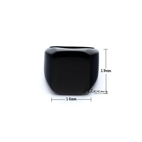 Stainless Steel High Polished Square Shape Men's Rings - Black by Glitters