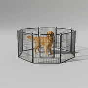Pet Fence 8 Panels 80 x 80cm Dog Playpen Pet Enclosure SILVER MIX by dealonline.co.nz