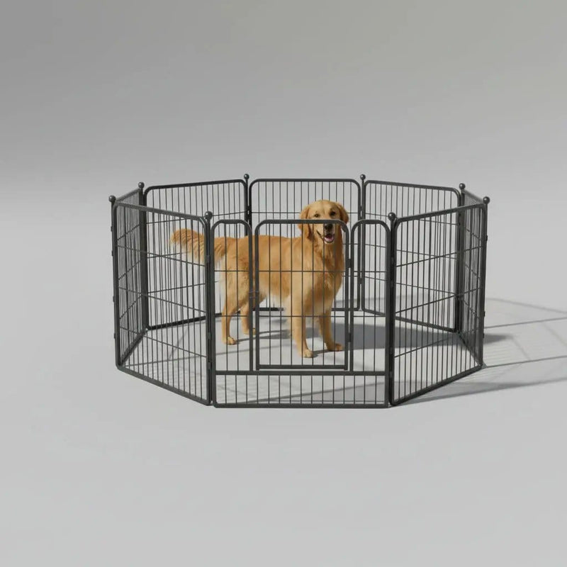 dealonline.co.nz dealonlinenz Pet Fence 8 Panels 80 x 80cm Dog Playpen Pet Enclosure SILVER MIX Foldable 8 Panel Pet Fence 80x80cm Playpen