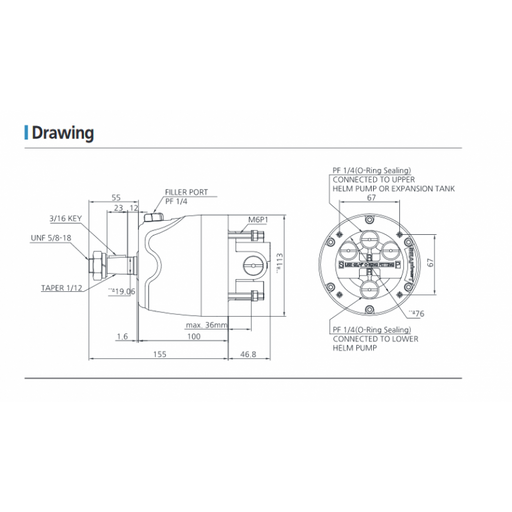 Maxtek Marine 18cc Hydraulic Steering Helm Front Mount, Rugged Autopilot Ready For Commercial And Recreational Boats by Absolute Marine