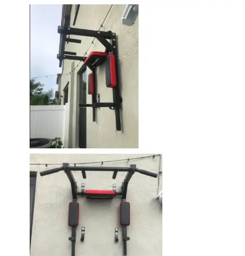 Pull Up Bar and Dip Station - Black + Red by salelink.co.nz