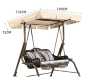 190x132x15cm Swing Seat Canopy Top Cover Replacement 3 Seater by salelink.co.nz