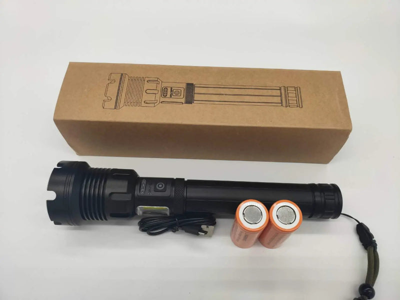 LED Torch Rechargeable High Lumens Flashlight with two 26650 Batteries by dealonline.co.nz