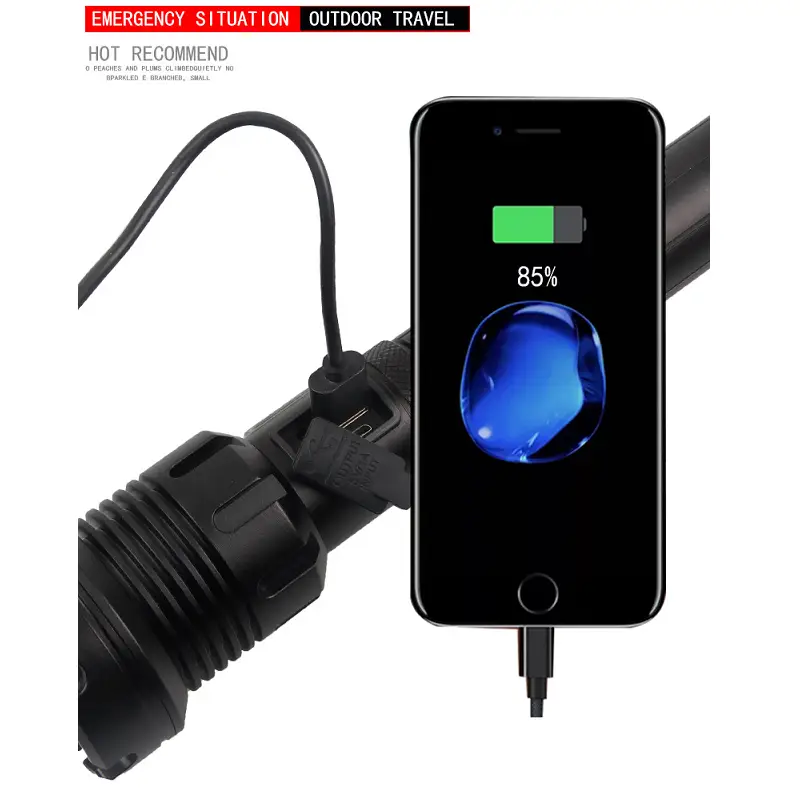 LED Torch Rechargeable High Lumens Flashlight with two 26650 Batteries by dealonline.co.nz