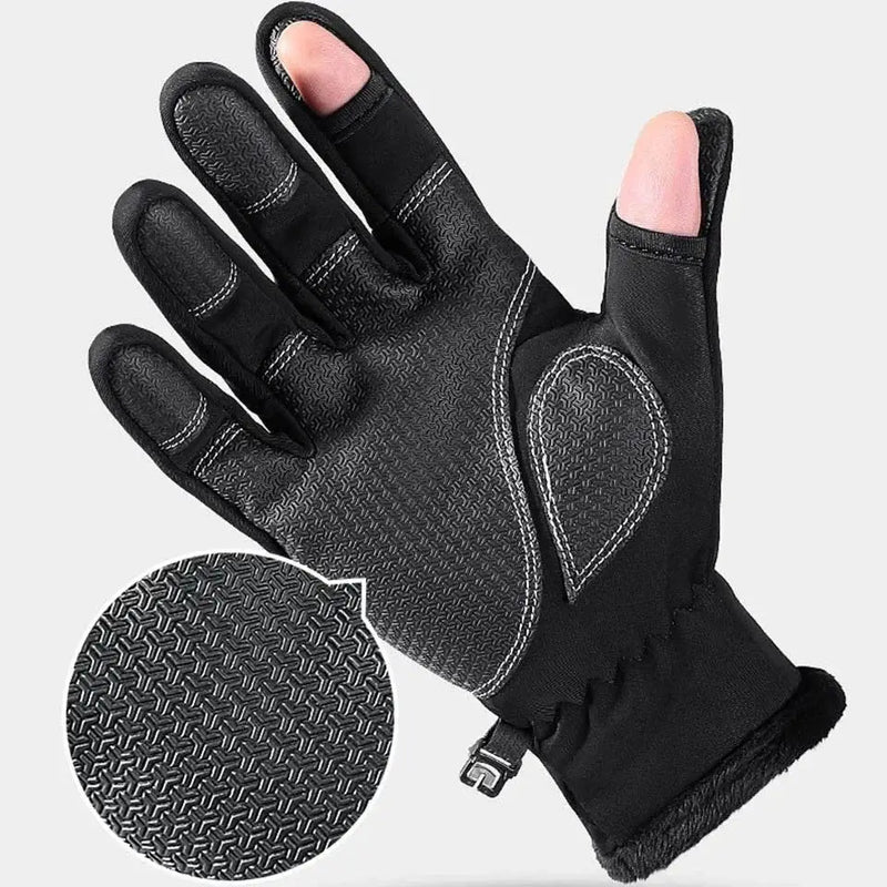 Desers Waterproof Winter Fishing Gloves With Two Finger Flip Conductive Tips Unisex Waterproof Winter Fishing Gloves Conductive Tips