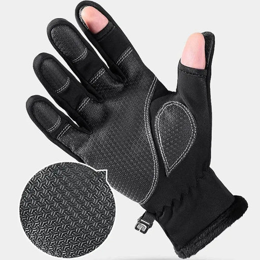 Desers Waterproof Winter Fishing Gloves With Two Finger Flip Conductive Tips Unisex Waterproof Winter Fishing Gloves Conductive Tips
