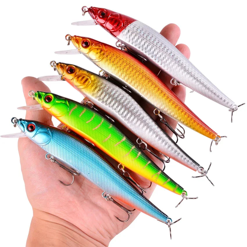 Aorace 1Pcs 14cm 21g Topwater wobbler 3D Eyes Fishing Lure Minnow Hard Bait 3 fish Hooks Crankbait Floating Fishing Tackle - Action Outdoors Kiwi