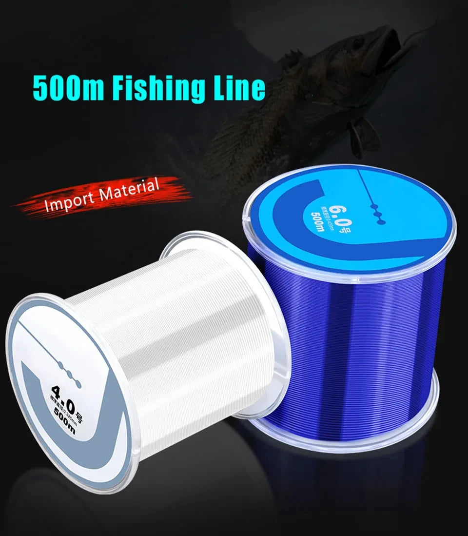 500m  Nylon Fishing Line Super Strong 2LB - 40LB 5 Colors Japan Monofilament Main Line Fishing Line Accessories - Action Outdoors Kiwi