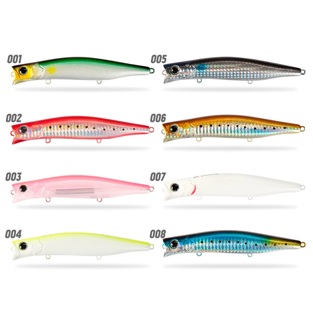 D1 Topwater Popper Fishing Lures 100mm 13.2g 124mm 20g Hard Baits Saltwater Floating Wobblers For Seabass Pesca Tackle - Action Outdoors Kiwi