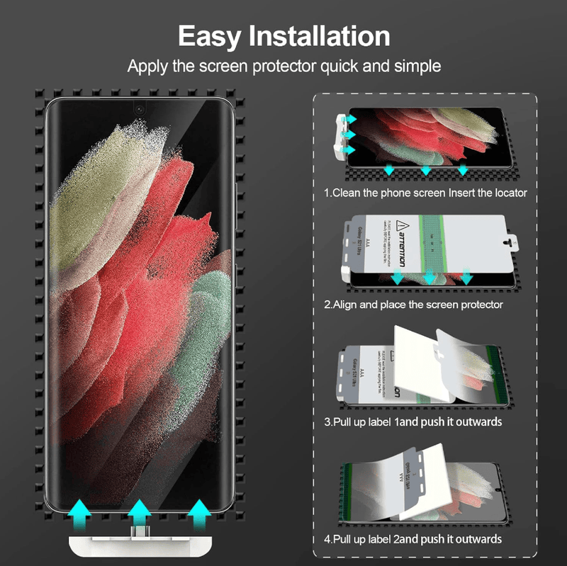 techplus Samsung Galaxy S21 Ultra Tempered Glass Screen Protector 2 Pack 9H HD Samsung Galaxy S21 Ultra Tempered Glass Protector