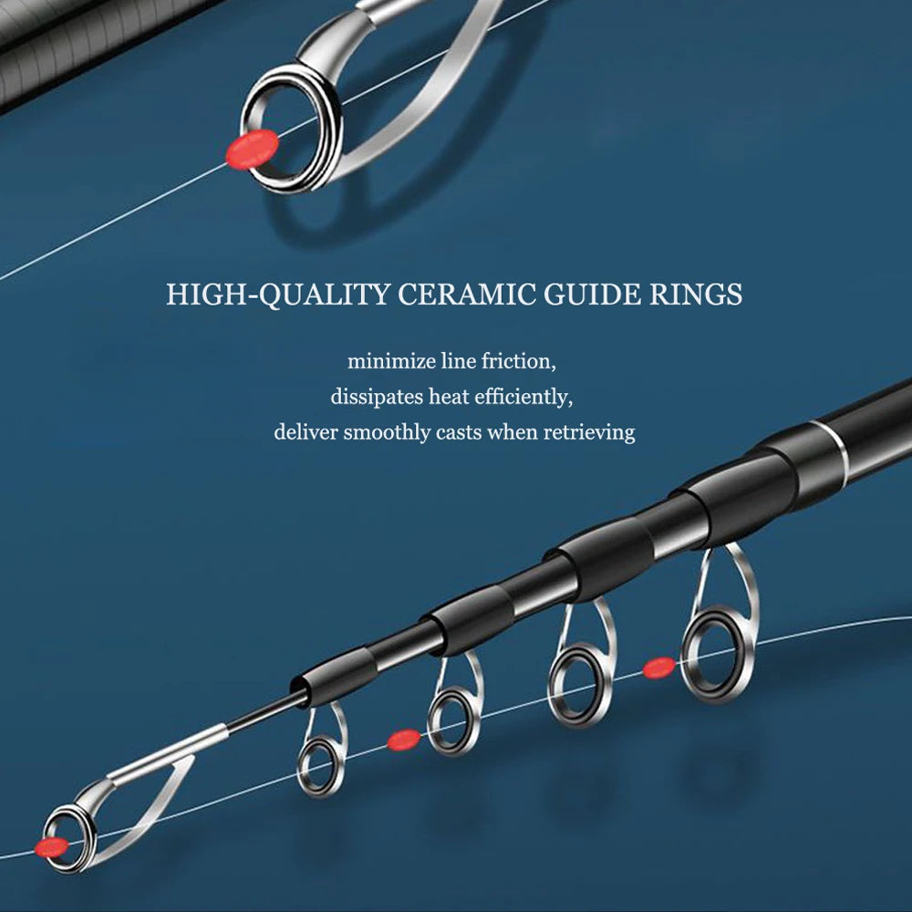 SIECHI Carbon Fiber Spinning Rod Telescopic Fishing Rod 1.8M 2.1M 2.4M 2.7M Casting Lure Feeder Rod Super Hard Carp Fishing Pole - Action Outdoors Kiwi
