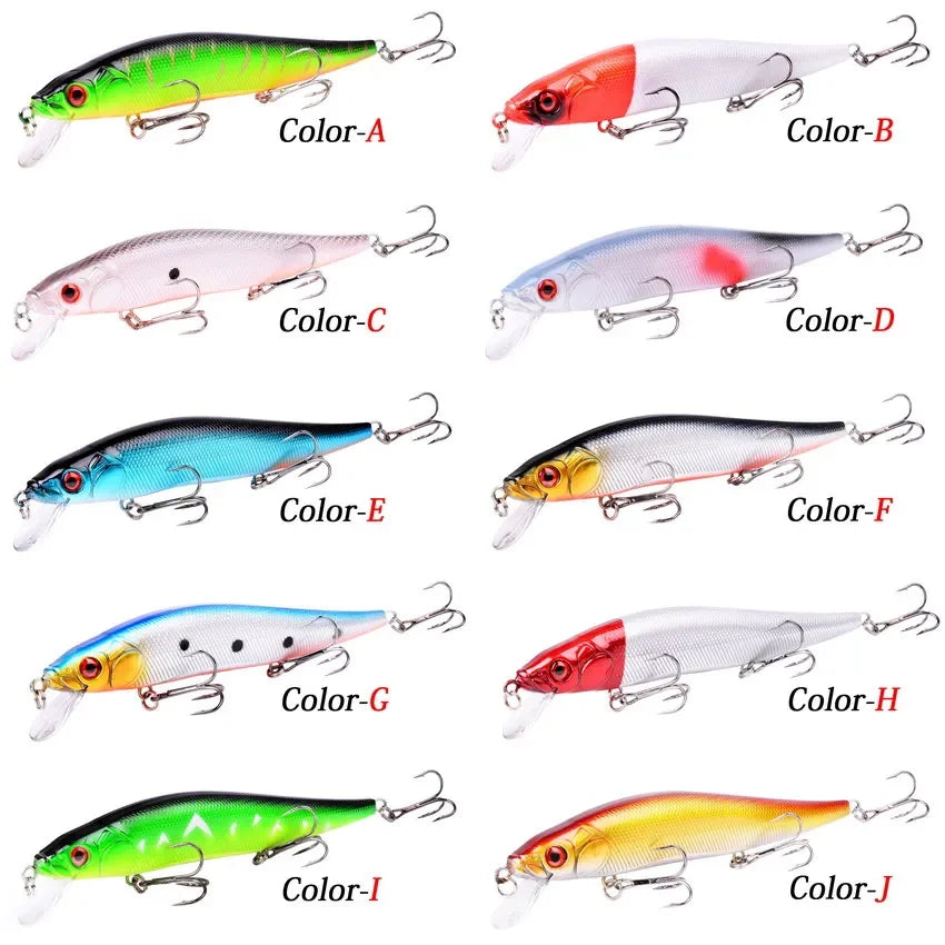 Aorace 1Pcs 14cm 21g Topwater wobbler 3D Eyes Fishing Lure Minnow Hard Bait 3 fish Hooks Crankbait Floating Fishing Tackle - Action Outdoors Kiwi