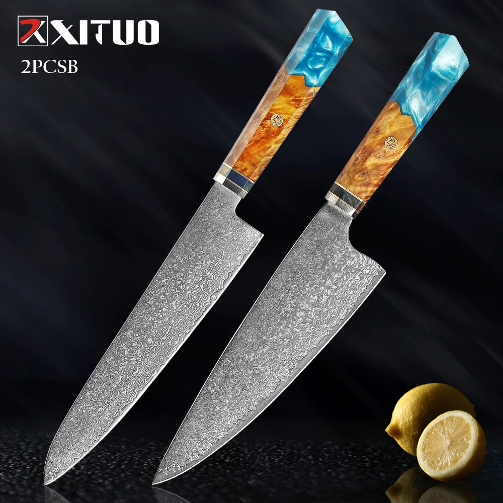 XITUO Damascus Knife Set Kitchen Knife Damascus Steel VG10 Chef Knife Santoku Knives Japanese Knife Home kitchen tools best gift - Action Outdoors Kiwi