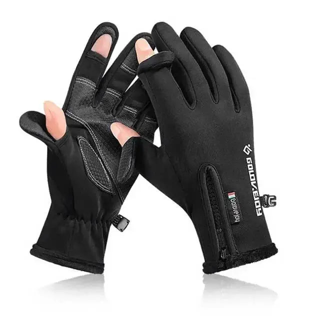Desers Waterproof Winter Fishing Gloves With Two Finger Flip Conductive Tips Unisex Waterproof Winter Fishing Gloves Conductive Tips
