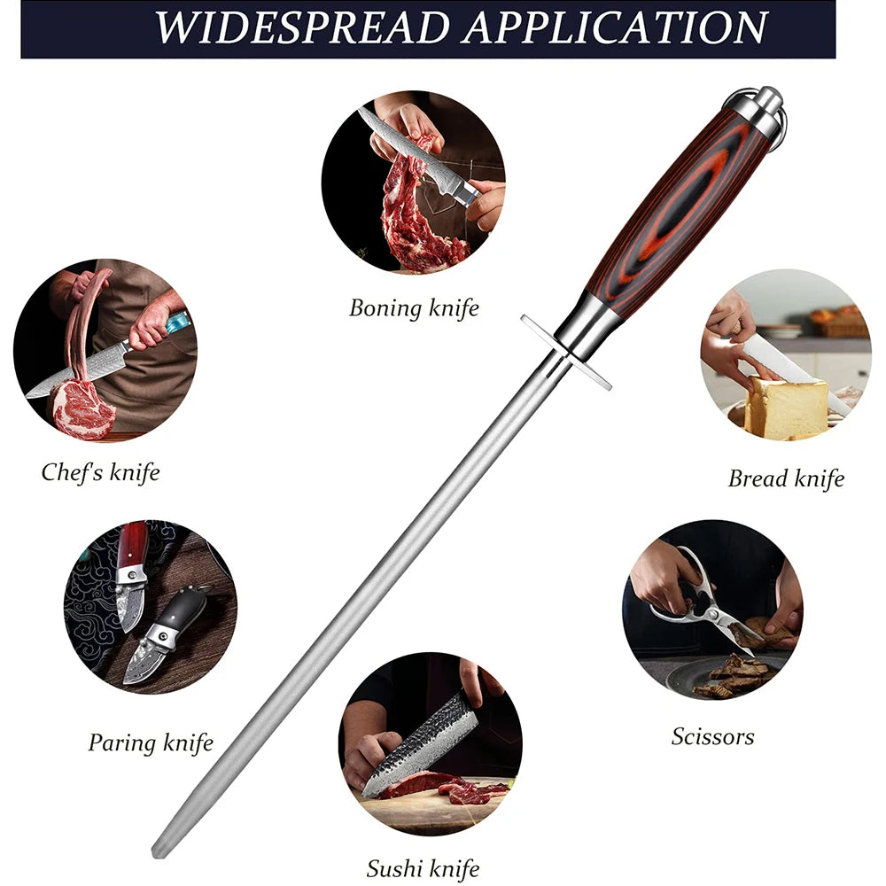 Professional Diamond Knife Sharpener 12 inch Color Wood Handle Handheld Kitchen Knife Sharpener Knife Fast sharp for All Knives - Action Outdoors Kiwi