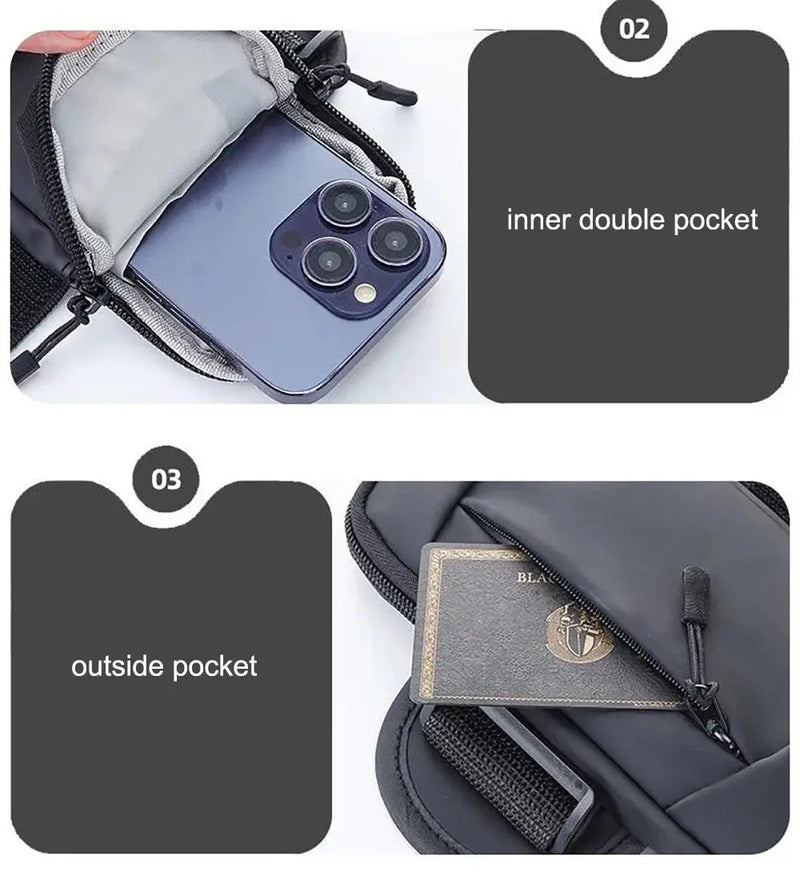 Waterproof Running Armband Phone Holder – 2 Pocket Sports Wrist Wallet for Gym & Outdoor Exercise (Fits up to 6.8” phone) RMX1603 by ECOTREK