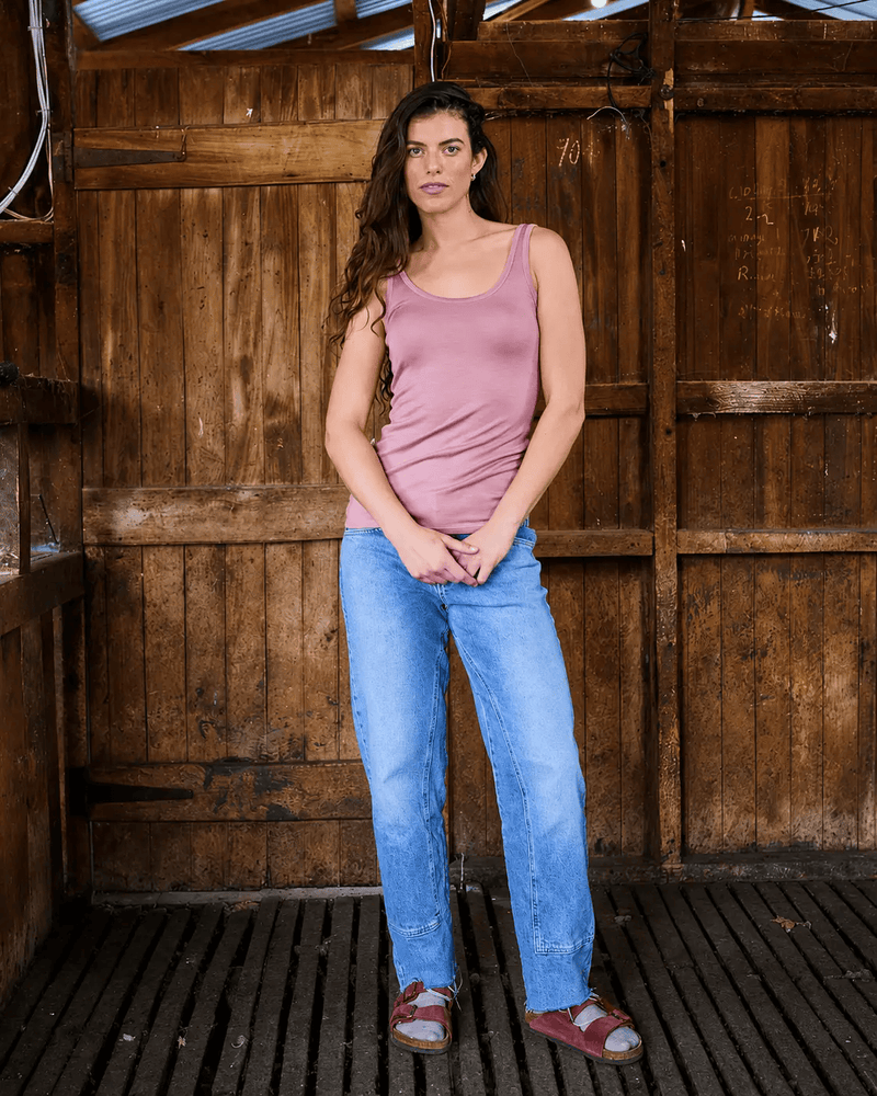 Merino 365 NZ Women's Singlets Women's Scoop Neck Tank Top - 100% Merino Wool, Rose Women's Merino Wool Scoop Neck Tank Top Rose