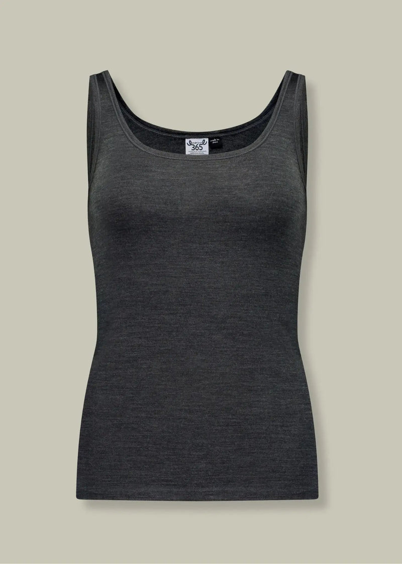 Women's Scoop Neck Tank Top - 100% Merino Wool, Slate Grey by Merino 365 NZ