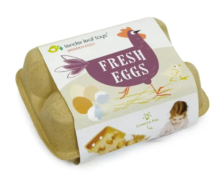 Wooden Eggs in Carton - Tender Leaf Toys | Play Food by Curious Moonbeam