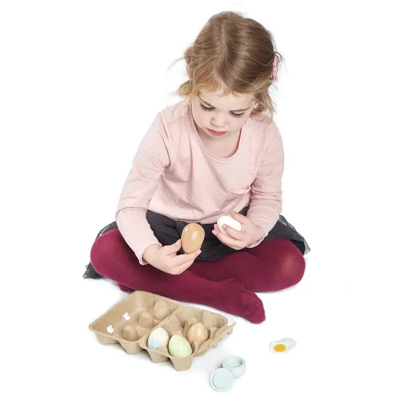 Wooden Eggs in Carton - Tender Leaf Toys | Play Food by Curious Moonbeam