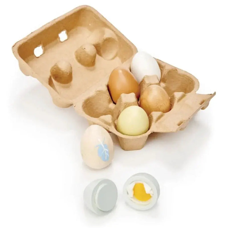 Wooden Eggs in Carton - Tender Leaf Toys | Play Food by Curious Moonbeam